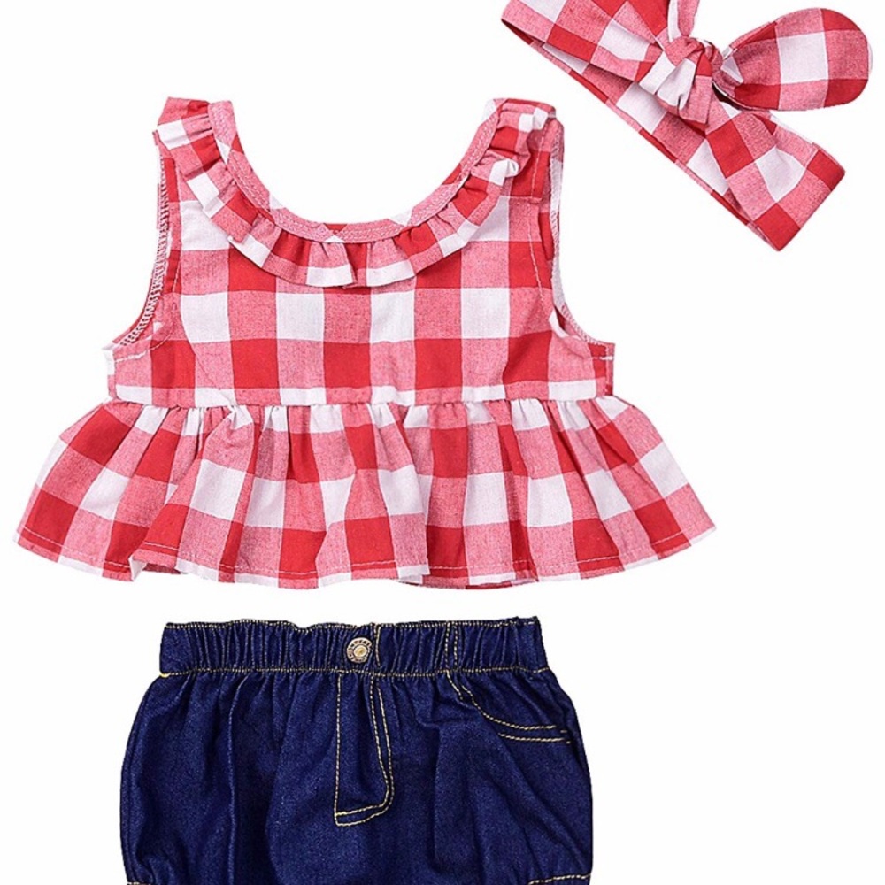 Baby girl plaid ruffle outfit 0-6m
